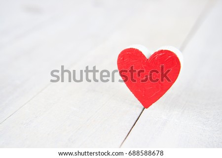 Valentines day. Red hearts on wooden background