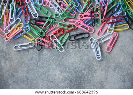 Paper clips colorfull on the floor