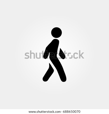 pedestrian icon. pedestrian people vector sign, walkman symbol on white background Royalty-Free Stock Photo #688650070