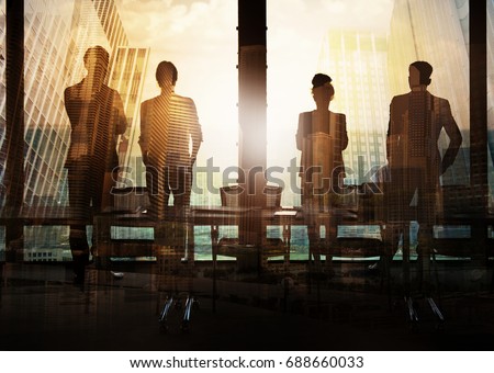 Group of business partner looking for the future. Concept of corporate and startup Royalty-Free Stock Photo #688660033
