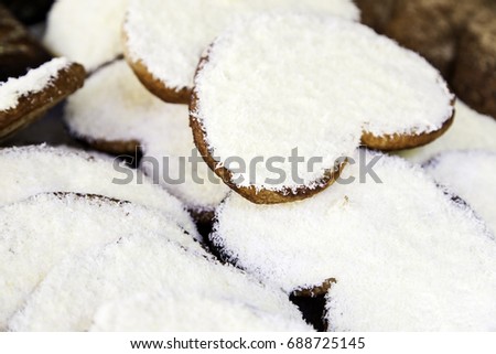 Chocolate and coconut palm in pastry, desserts and food