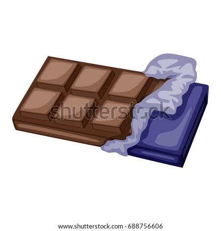 Cartoon Illustration of a Chocolate Bar with a Blue Wrapping Paper Royalty-Free Stock Photo #688756606