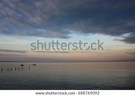 Romantic sunset over the Black sea coast