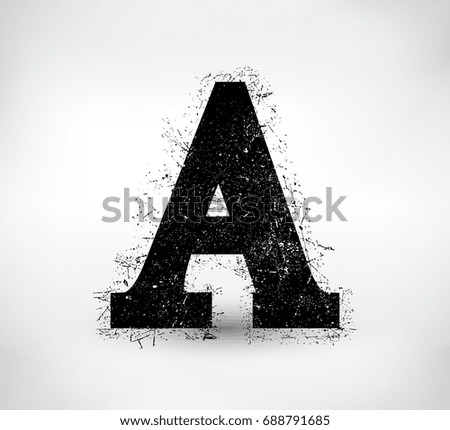 Grunge letter A.Vector distress alphabet font.