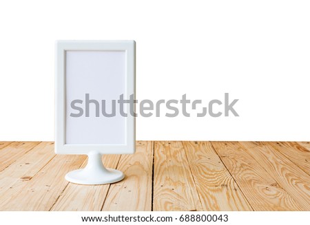 White label on the table Stand acrylic tent card Used for Menu Bar and restaurant can be used for display or montage anything your products or picture frame for Photo or picture painting art . mockup