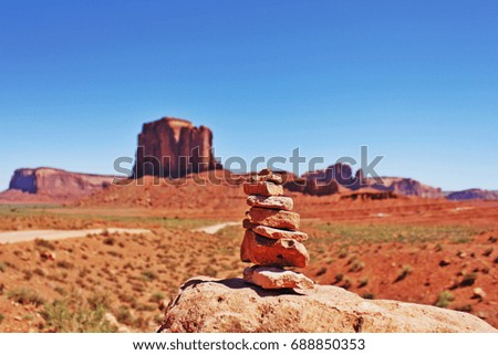 The stack of stones in Monument Valley, Utah, USA. 