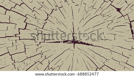 Grunge texture of an old cracked log. vector illustration.