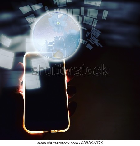 internet network and social media in a hand mobile phone