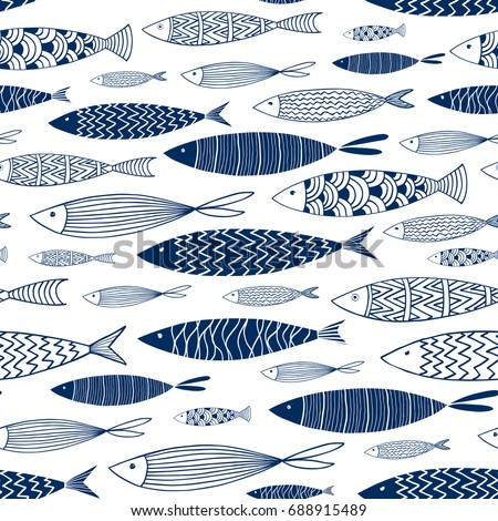 Seamless pattern of ornamental fish.Vector
