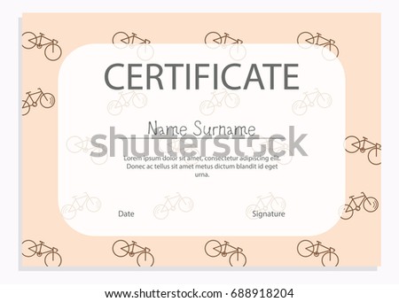 Sport certificate with bicycle pattern
