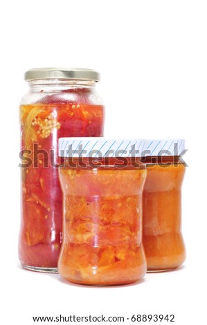 canned tomatoes and sofrito isolated on a white background