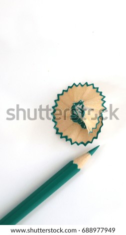 green pencil isolated on white background