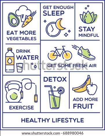 Healthy lifestyle poster, dieting, fitness and nutrition.
 Royalty-Free Stock Photo #688980046