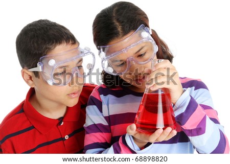 Picture of children on computer set on white background