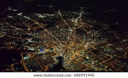 over Baltimore at night