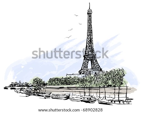 Vector illustration of Eiffel Tower in Paris