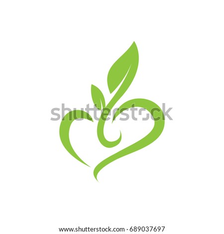eco leaf love logo vector