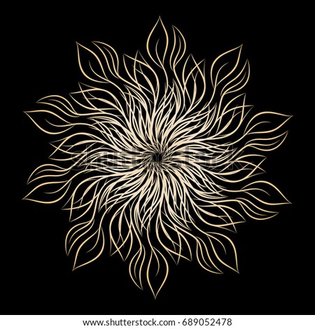 Mandala. Round floral ornament. Decorative design element. Outline vector illustration for invitation, greeting cards, print on T-shirt and other items.