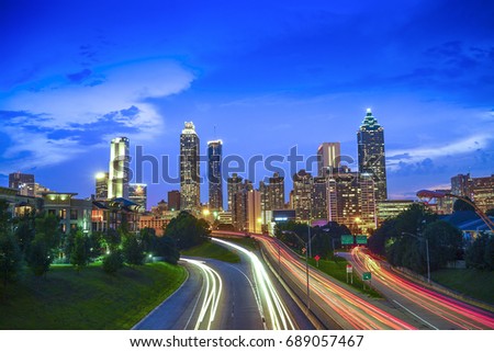 Beautiful Atlanta City Scenery From Jackson Bridge during Sunset Royalty-Free Stock Photo #689057467