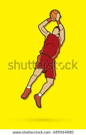 Basketball player jumping and prepare shooting a ball graphic vector