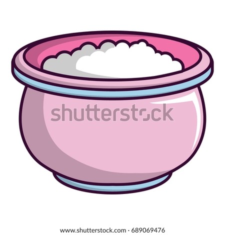 Pink witches cauldron icon. Cartoon illustration of pink witches cauldron vector icon for web design
