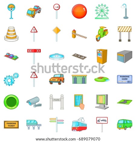 City geography icons set. Cartoon style of 36 city geography vector icons for web isolated on white background