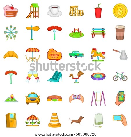 Big city icons set. Cartoon style of 36 big city vector icons for web isolated on white background