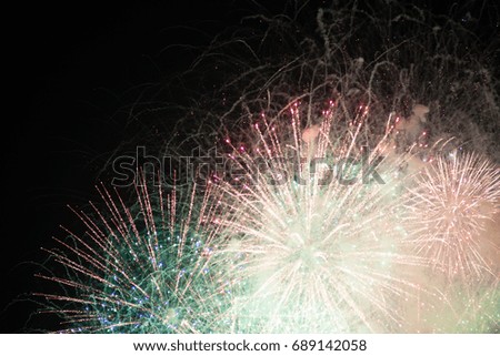 Bokeh and blur of fireworks, Holiday fireworks on dark background