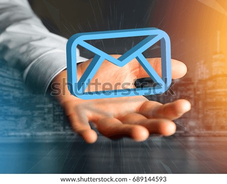 View of a Blue Email symbol displayed on a futuristic interface - Message and internet concept