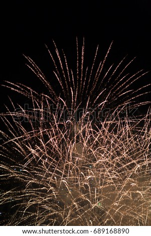 Bokeh and blur of fireworks, Holiday fireworks on dark background