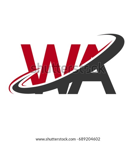 WA initial logo company name colored red and black swoosh design, isolated on white background. vector logo for business and company identity.