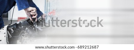 Digital composite of Mechanic repairing a car