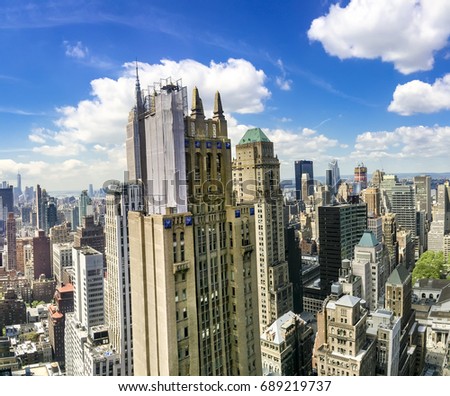 New York City Manhattan skyline aerial viewwith skyscrapers