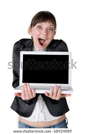 girl yells at a laptop