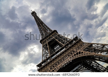Dramatic clouds at Eiffel Tower Paris