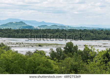 Panorama along the banks of the Tagliamento River