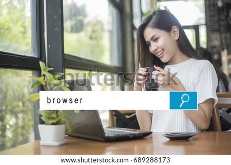 Shopping online woman with Search Bar 