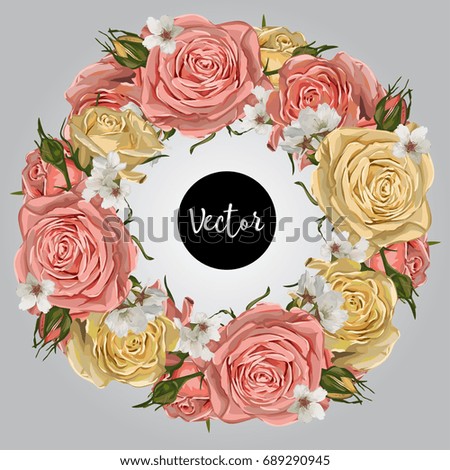 Vector Roses Wreath Illustration