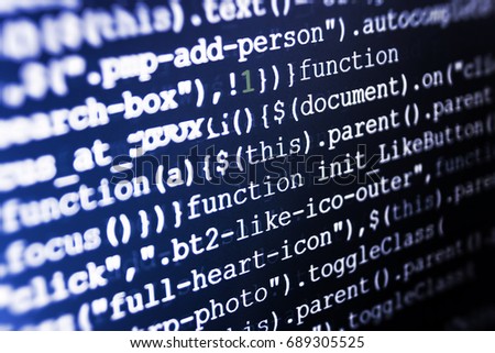 
Binary digits code editing. Hacker breaching net security. Source code close-up. Computer science lesson. Computer code data. IT business.  Programming code abstract screen of software developer. 
