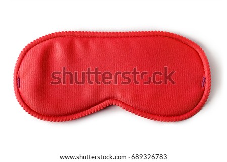 Red sleeping eye mask, isolated on white background Royalty-Free Stock Photo #689326783