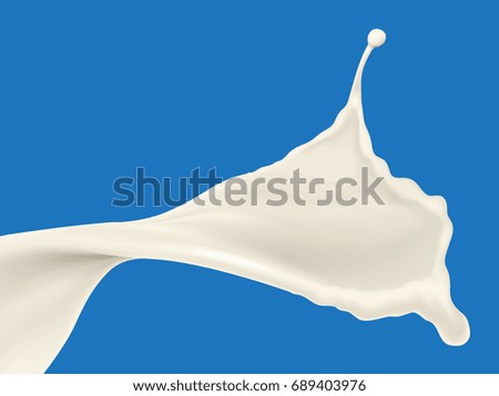 vector isolated pouring milk splash on blue background high quality illustration, splashing yogurt realistic art