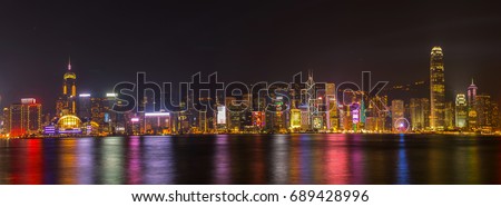 Hong Kong City, Beautiful city Popular people come, There are many tall buildings, Convenient transportation and have good weather, The beauty of the night of high buildings, A beautiful city