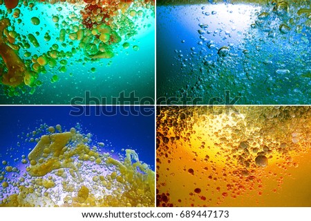 SET OF oil in COLORFUL  water