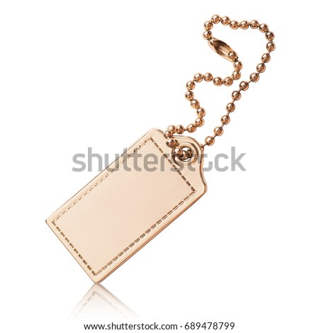 gold badge on a chain on an isolated white background