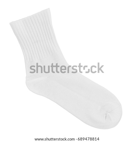 White sock close-up on isolated white background Royalty-Free Stock Photo #689478814