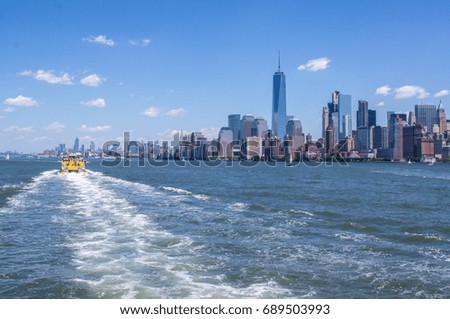 Water taxi speeding between New York and New Jersey