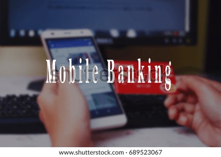 Mobile Banking Text Over Blur Background