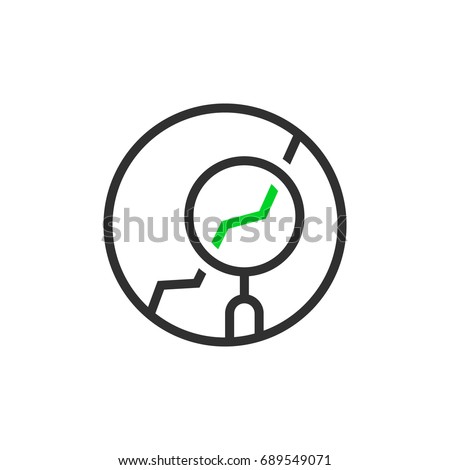 thin line round simple analytics logo. unique flat style trend logotype graphic simple design isolated on white. concept of advisor, investor or consultant business inspection or algorithm performance