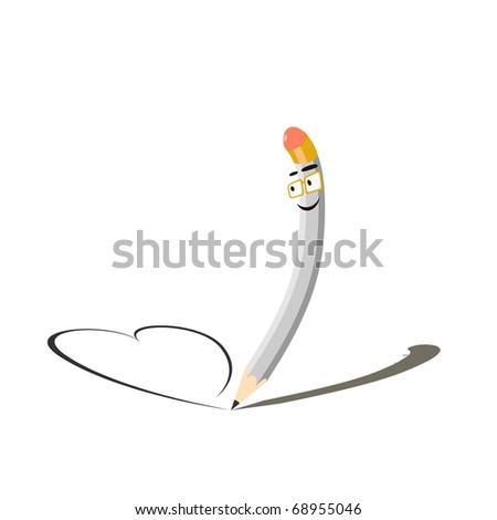 Vector illustration of lead pencil sketching a heart