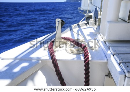 Boat rope  sailing on the sea